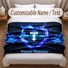 Malmö FF Printed Flannel Blanket Custom Name Text Soft Warm Throw For Bedroom Holiday Gift