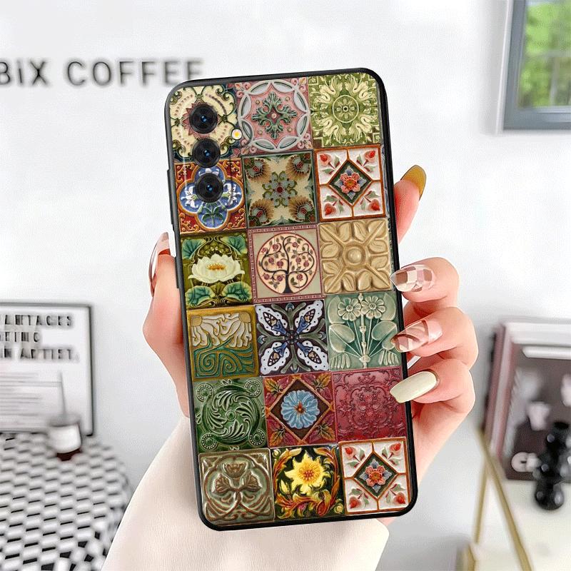 Italian Sicilian Style Floral Pattern Soft Phone Case for Samsung A17 A37 A57 A16 A26 A36 A56 A15 A25 A35 A55 A14 A24 A34 A54 A1