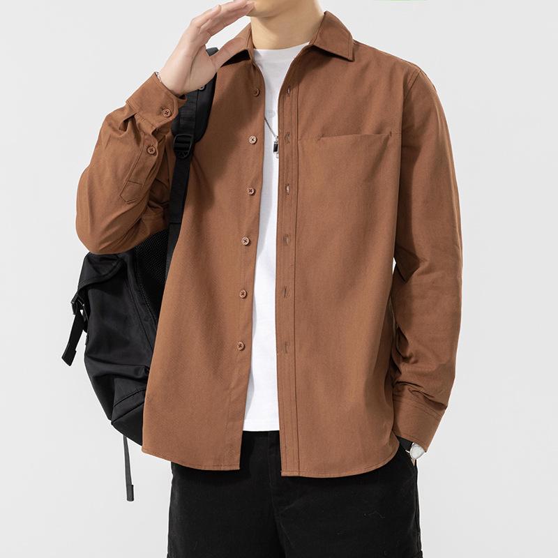 Spring and Summer Casual Long-sleeved Shirt Men's Loose Shirt Jacket Pure Cotton White Inch Shirt Thin Jacket