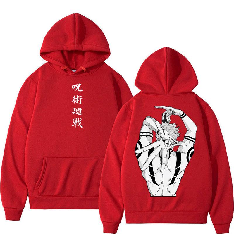 Anime Jujutsu Kaisen Sukuna Print Hoodies Harajuku Vintage Manga Men's Pullover Oversized Casual Cosplay Hoody Sweatshirt