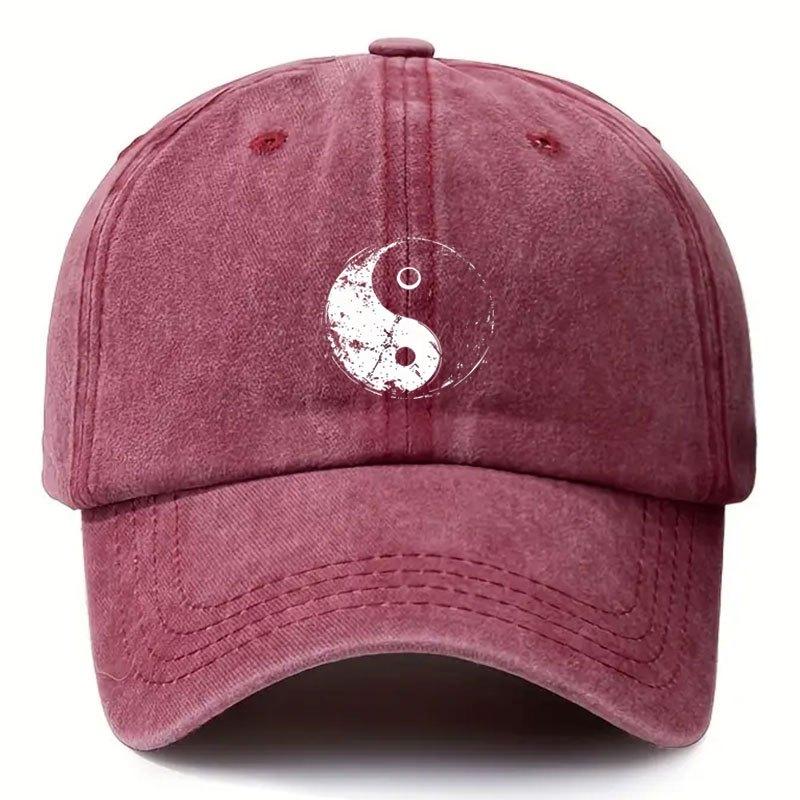 Pc Tai Chi Pattern Adjustable Printed Baseball Cap Breathable and Hand Washable Suitable for Outdoor Sports and Casual Wear