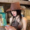 Chapéu de cowboy ocidental infantil verão exterior proteção solar viseira viagem chapéu de cavaleiro aba larga chapéu jazz masculino