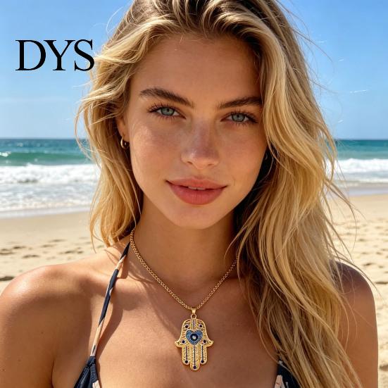 Devil Eye Jewelry Necklace Vintage Chain with Hamsa Hand Pendant Rhinestone Palm Gifts for Women Wife Girlfriend Scratch Resistant