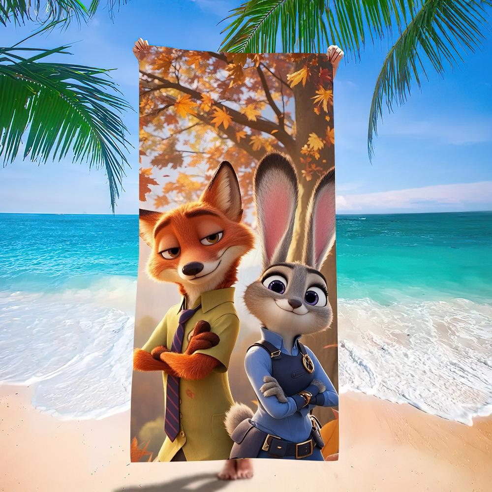 Zootopia Beach Towel Microfiber Bath Towel Kids Cartoon Week Judy Nick Quick Dry Towel