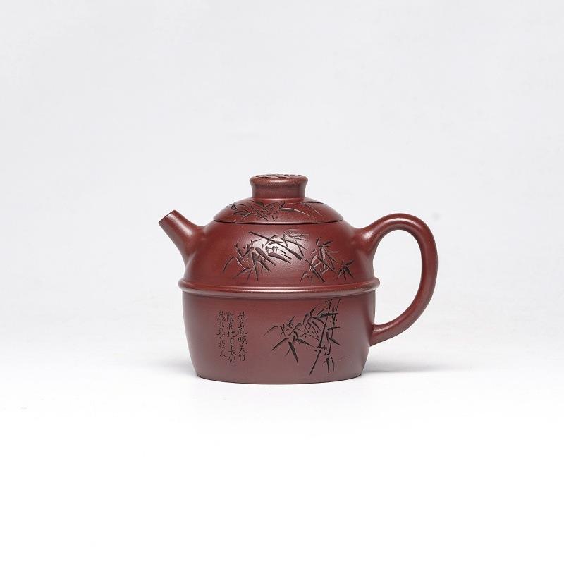 

220ml Yixing Purple Clay Teapots Handmade Bamboo Blessing Pot Raw Ore Dragon s Blood Sand Tea Maker Kettle With Filter Zisha Tea