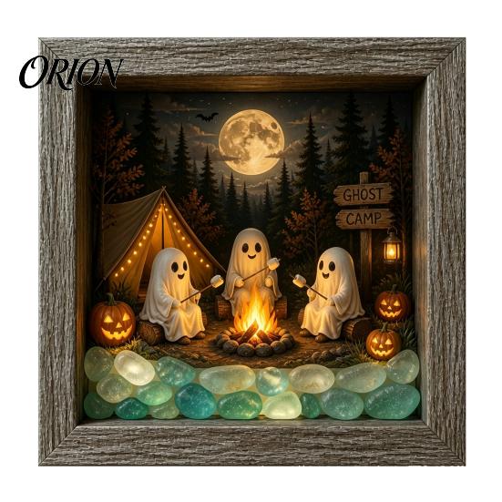 Festive Party Supplies Halloween Lighted Frame Ornaments, Light Up Shadow Box, Warm Cute Decor Atmosphere LED Lights for Home Living Room Bedroom