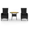 Vidaxl 3-Piece Garden Bistro Furniture Set, Poly Rattan, Black