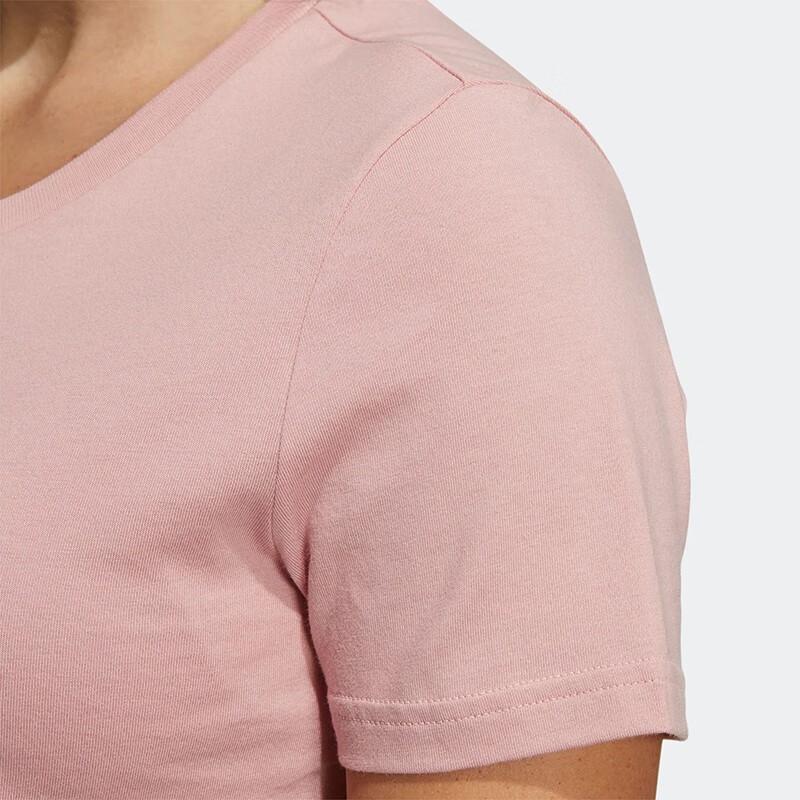 Adidas Neo Letter Logo Printed Breathable Short Sleeve T-Shirt Women Tops Pink HE4532