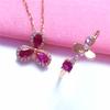 Russia 585 Purple Gold Delicate Small Petal Stone Ring Women'S Rose Gold Plated Foreign Style Live Ring