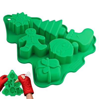 Christmas Tree Silicone Mold 6-Cavity Santa Claus Snowflake Cake Baking Mold Non-stick Christmas Fondant Mold For Thanksgiving
