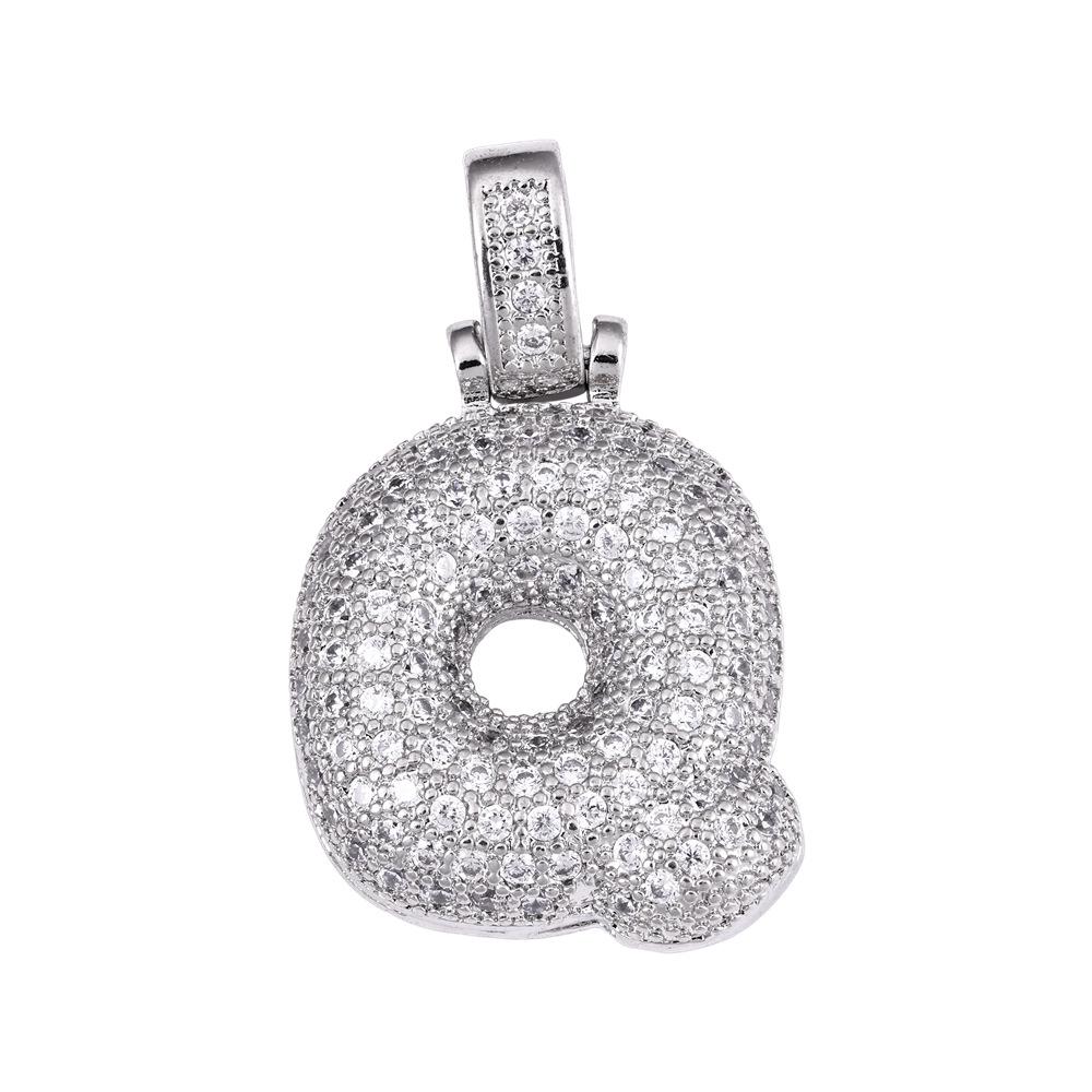 Cross Hip Hop Copper Zircon 26-Letter Pendant Necklace