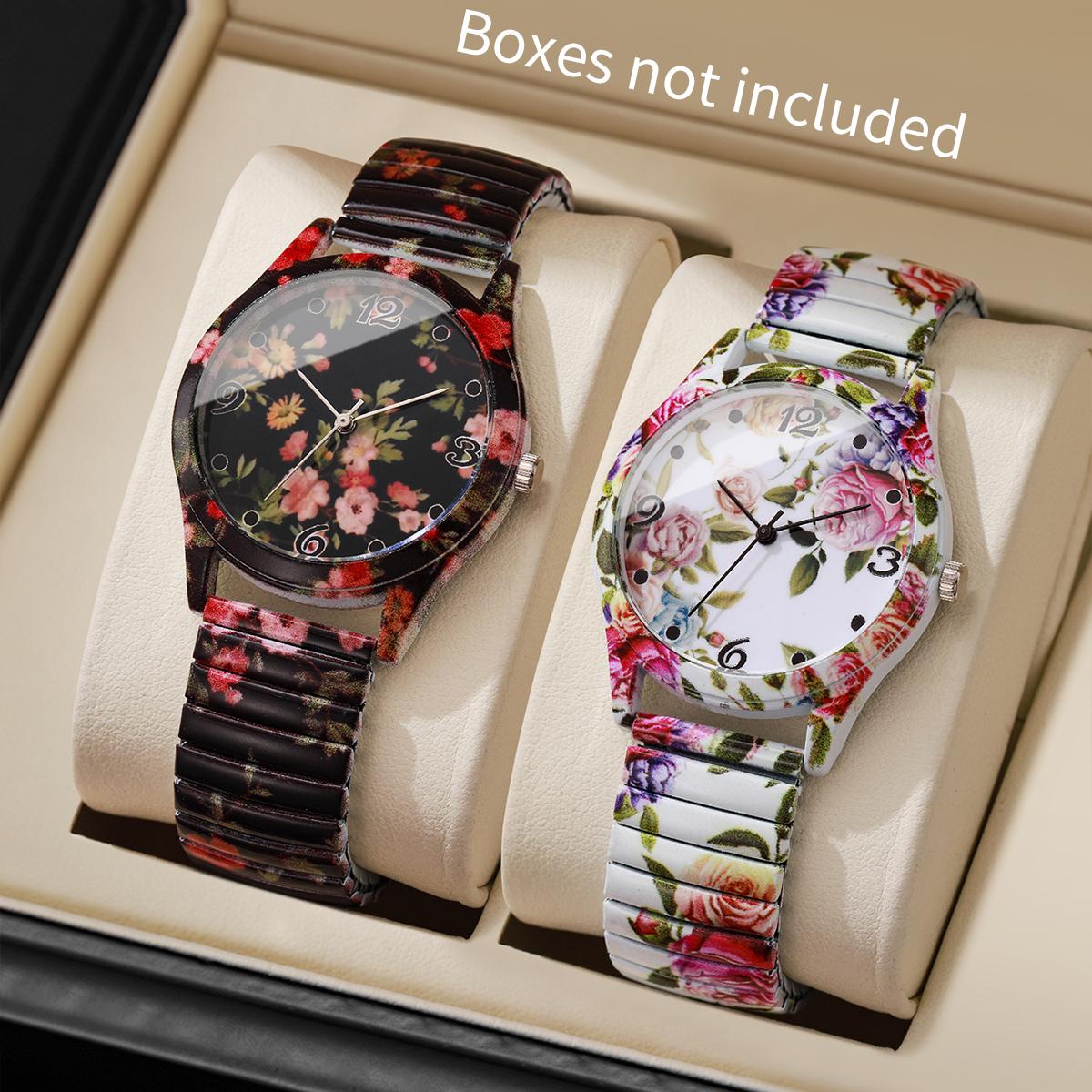 

2 шт./компл. Женский подарок Часы с принтом Модные Повседневные Циферблат со шкалой Темперамент Элегантные Кварцевые часы с принтом Набор