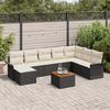 VidaXL 9-Piece Garden Sofa Set with Cushions In Poly Rattan and Black Acacia 3347362