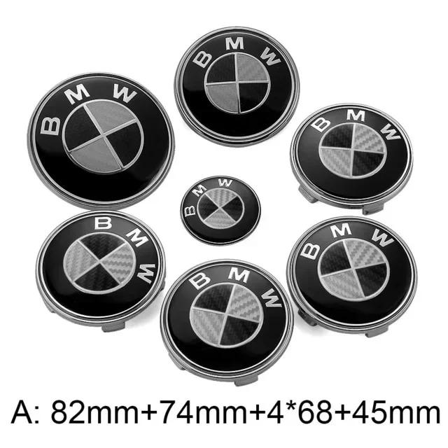 YAMHS1 For BMW New 2025 7pcs Car Front Emblem Rear Badge Wheel Hub Cap Sticker for E46 E90 E60 F10 F11 F20 F30 F34 F01 G20 G21 G31 G38 