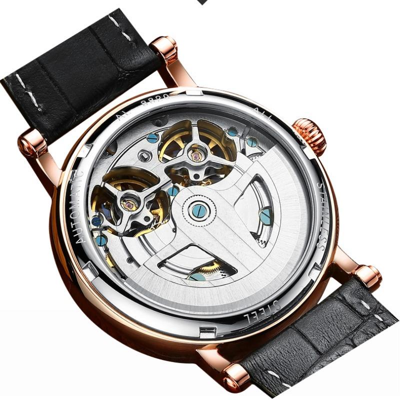 AILANG Herrenuhr, vollautomatische mechanische Uhr, doppeltes Schwungrad, wasserdicht, Kalendergürtel, Herrenuhr