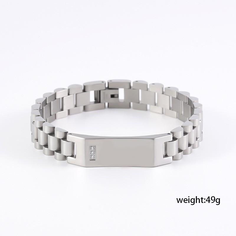 Mens Geometric Titanium Steel Bracelet With Zirconia Inlay Adjustable Arch Bridge Design Stylish Unisex Jewelry