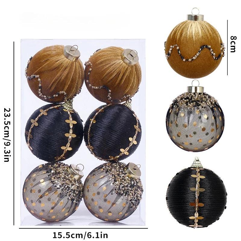 8Cm Christmas Balls Christmas Tree Ornaments Velvet Xmas Balls Button Sequins Luxury Xmas Balls Christmas Home Decorations