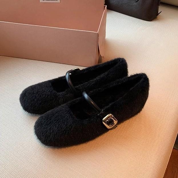 Grape Mother Has the Same Style, Ballet Style, One-word Belt To Increase the Height of Mao Mao Mary Jane Single Shoes for Women's Spring and Autumn 