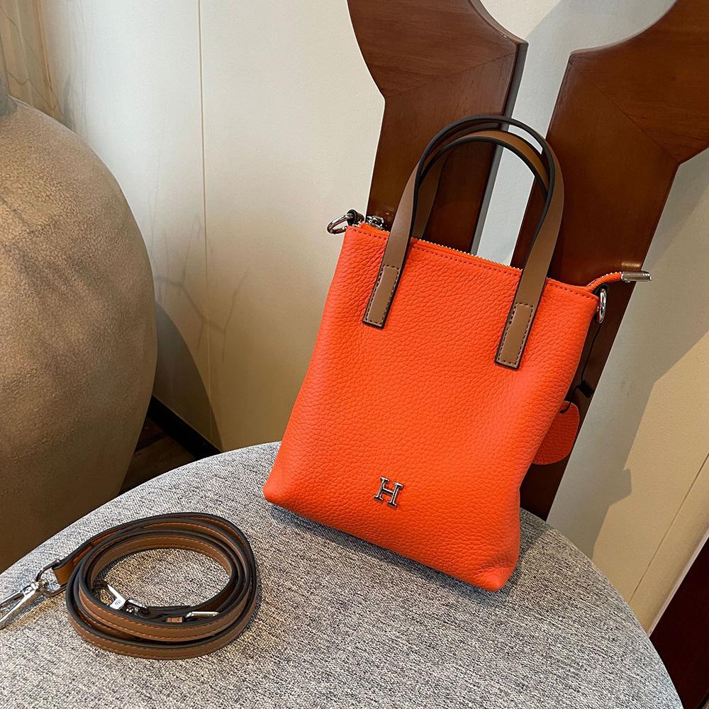 

2025 Новые маленькие женские сумки через плечо из натуральной кожи, сумка из первого слоя коровьей кожи, сумка через плечо, роскошный двухцветный кошелек оранжевый