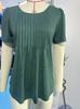 Women's Round Neck Short Sleeve Pleated Loose Fit Leaf Floral Print T Shirt Casual Daily Tunic Top