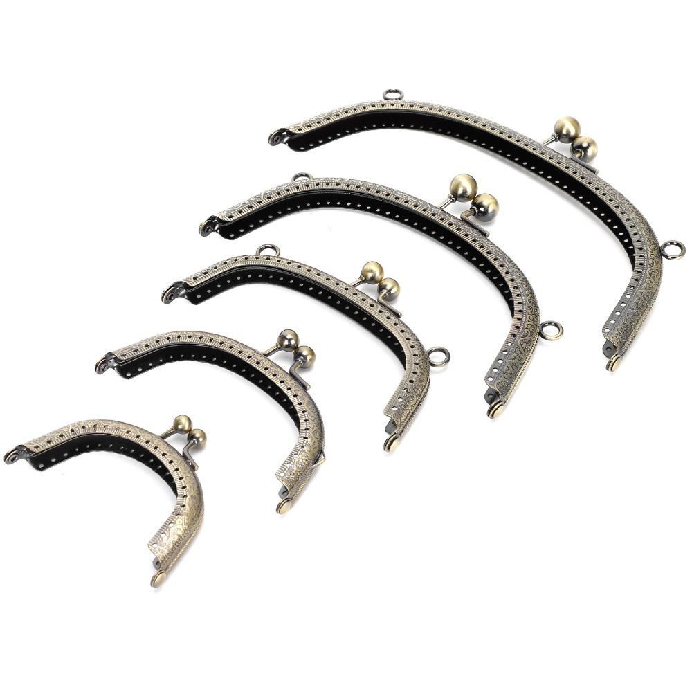 5Pcs Bronze Metal Purse Frame Embossed Texture DIY Bag Making Frame  For Wallet Sewing