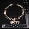 Zhuerrui Hop Bling BOSS Letter Pendant Necklace Full Iced Out CZ Diamond Cuban Link Chain for Men Rapper Jewelry Gift B2400310