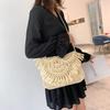 Straw Weaving Clutch Bag Tassels Design Women Square Wallet Retro Rattan Weave Crossbody Bags Summer Hand-Woven Flap Sling Purse