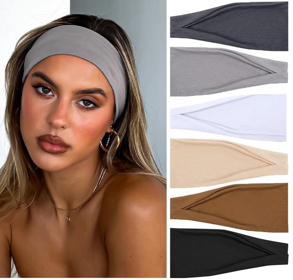 Headbands for Women Non Slip Sweat Hairbands Elastic Soft Stretchy Head Bands Sports Workout Yoga Outdoor Running Travel Headwrap Hair Accessories