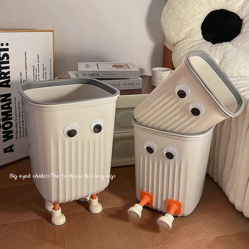 Cute Cartoon Eye Design Trash Can Home Office Bedroom Living Room - Plastic Waste Bin With Feet