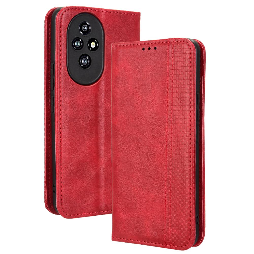 

Чехол-кошелек из кожи для Honor 200 5G с магнитным замком Red