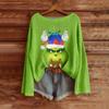 Women's Fashion Long Sleeve Christmas Snowman Snowflake Print Jacket Cardigan