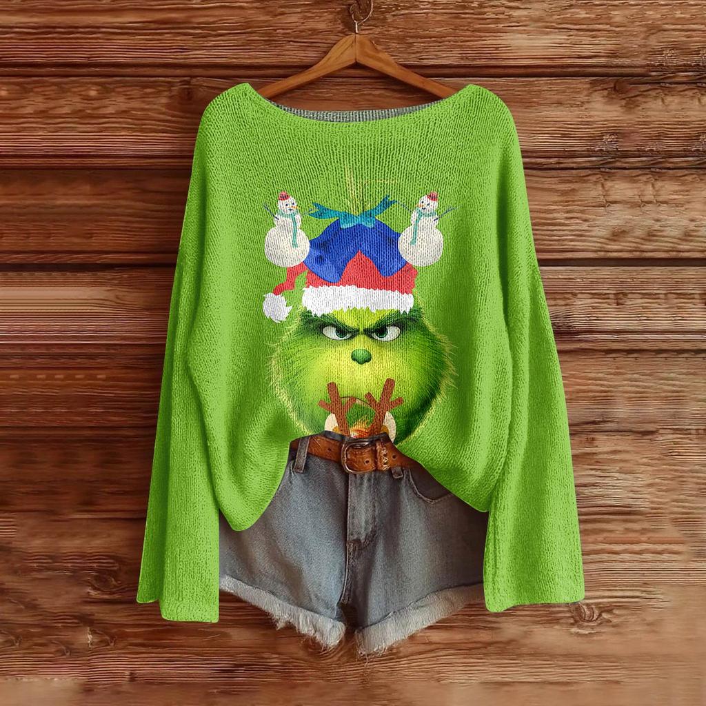 Women's Fashion Long Sleeve Christmas Snowman Snowflake Print Jacket Cardigan