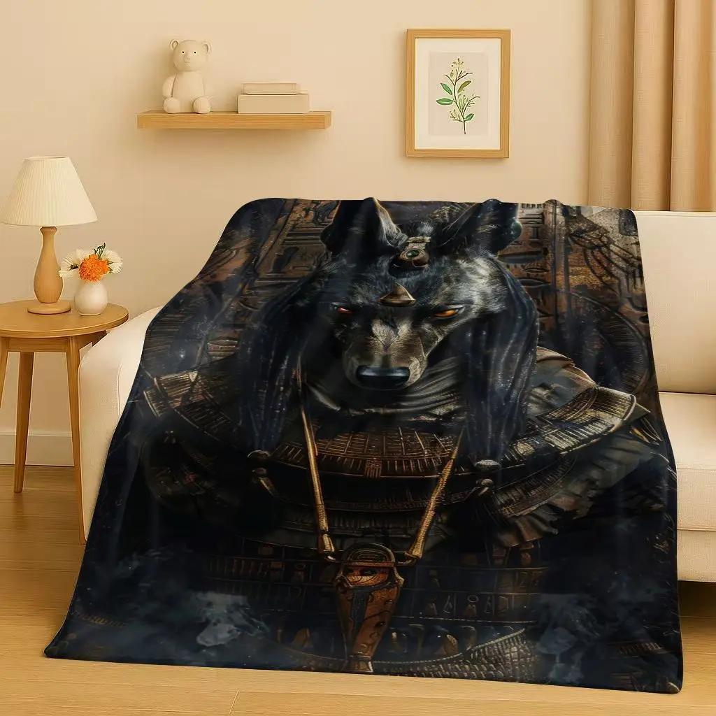 3D Dead God Anubis Pharaoh Ancient Egypt Mythology Cartoon Flannel Blanket,Ultra Soft Plush Throw for Home Bedroom Bed Sofa