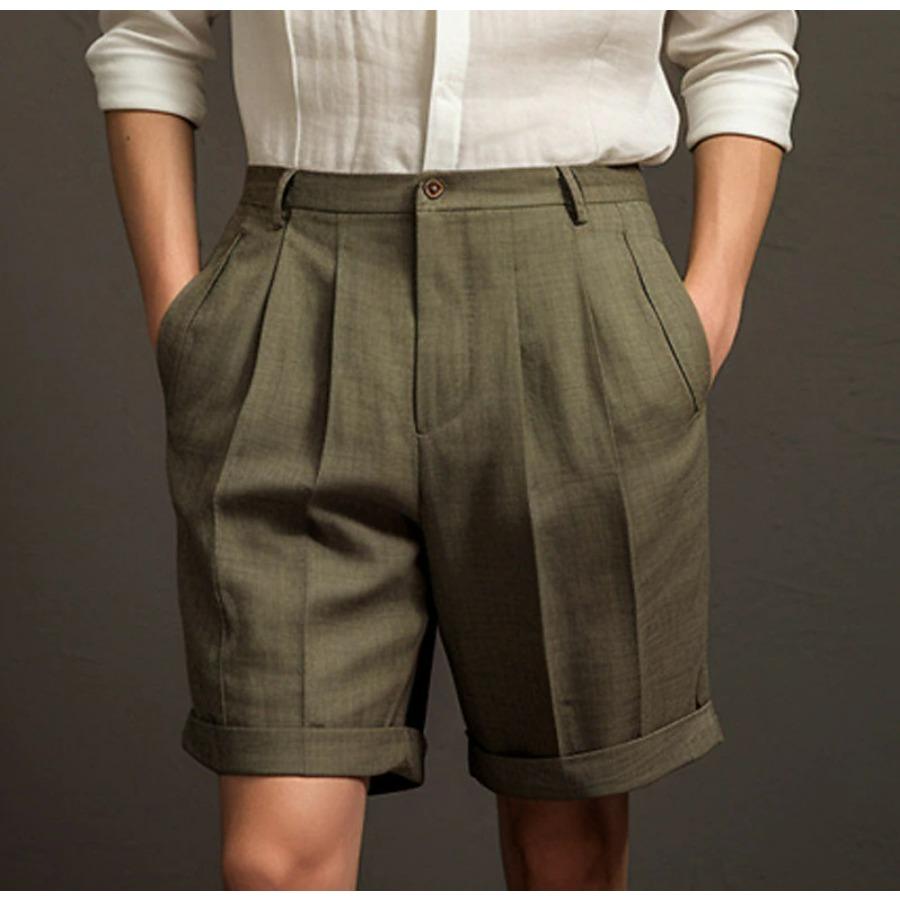 

Мужские шорты, повседневные летние шорты, пляжные плиссированные шорты, формальные брюки с карманами на пуговицах, простые удобные дышащие короткие брюки 3XL армия зеленый