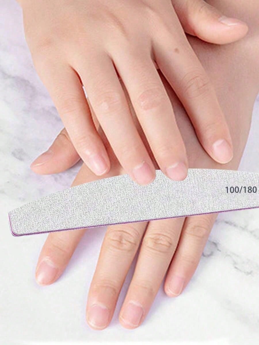 Nail Files, Double-Sided Nail Buffers, Professional Nail Care Tools Nail Shaping, Buffing, Polishing, Suitable Women Fingernails And Toenails 5Pcs светло-серый