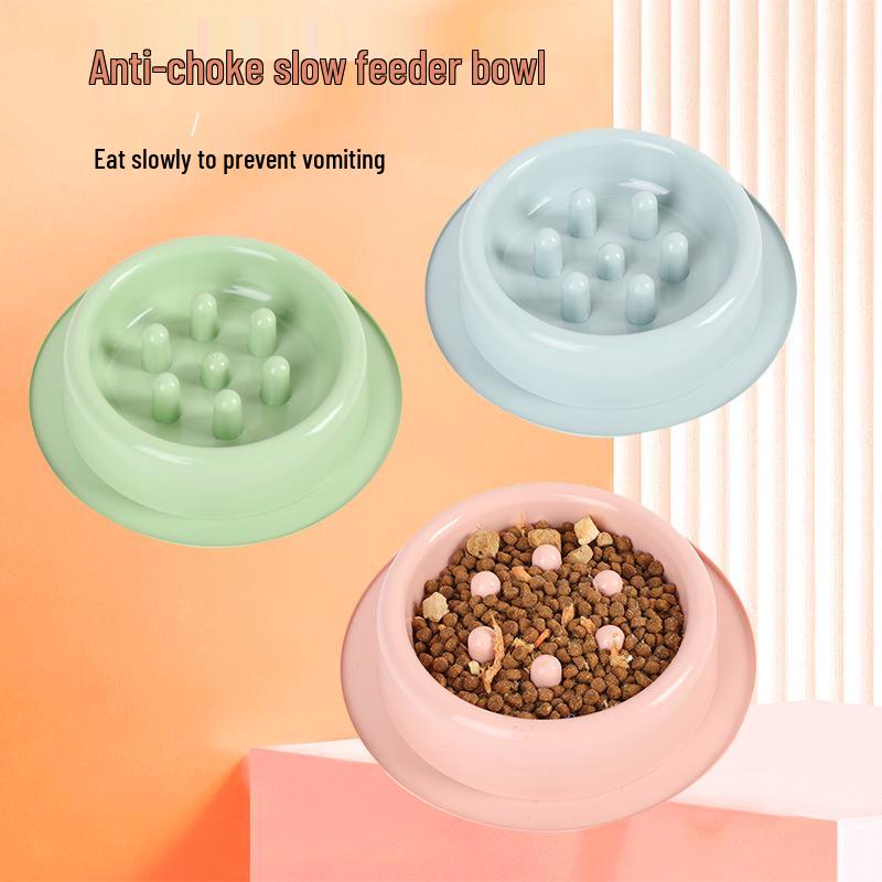 Anti-Tip Slow Feeder Dog Bowl, Anti-Choking & Anti-Vomiting Design, Large Base, New Color