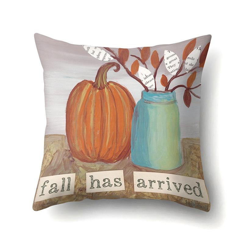 Thanksgiving Pillowcase Blessing Maple Leaf Pumpkin Sofa Cushion Cover Office Home Living Room Pillowcase