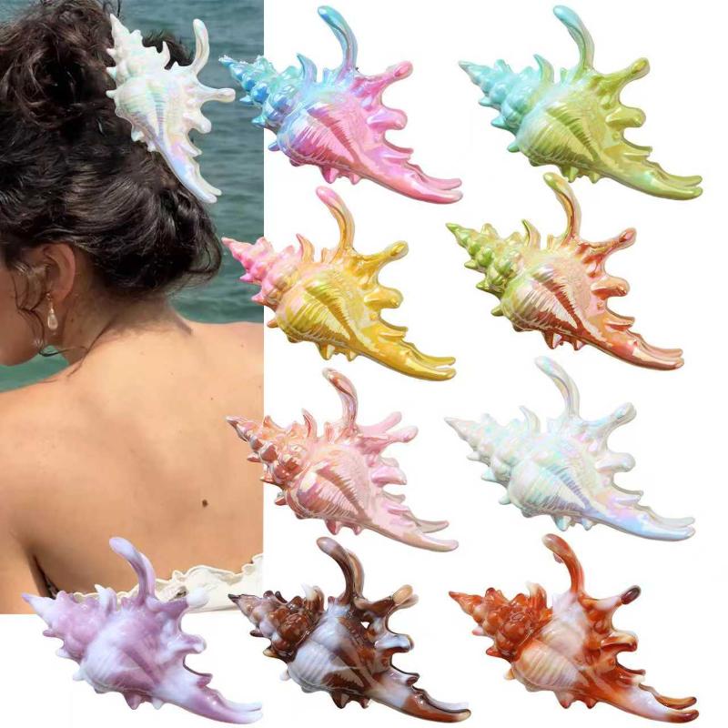 NEW 1Pcs Hair Claw Elegant Shark Clip Creative Conch Hairpin Colorful Gift For Summer Beach Headwear Hair Accessories