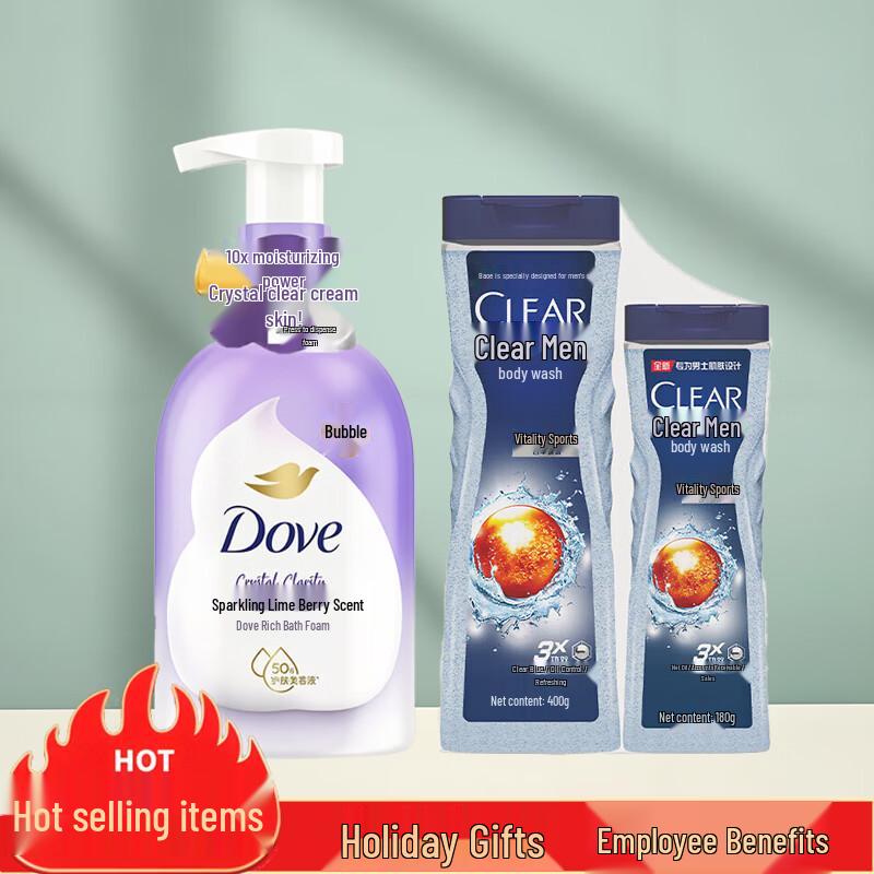 Dove Lime Berry Shower Foam & Clear Men s Shower Gel Bundle