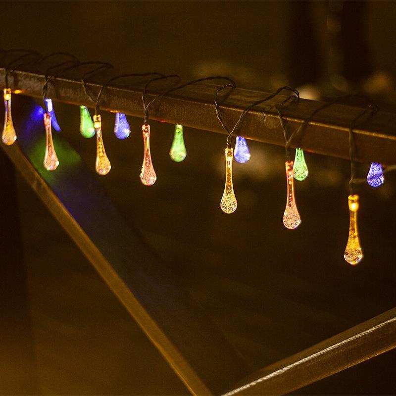 LED Water Droplets String Lights Waterproof Outdoor Decoration Battery Power Garland Fairy Lights Christmas Wedding Party Garden