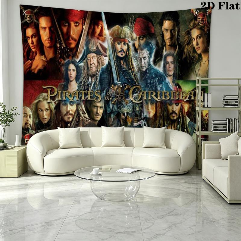 Caribean Pirates Wall Tapestry Aesthetic Wall Hanging Printed Fabric Blanket Decorative Tapestries for Bedroom Living Room Home Decor