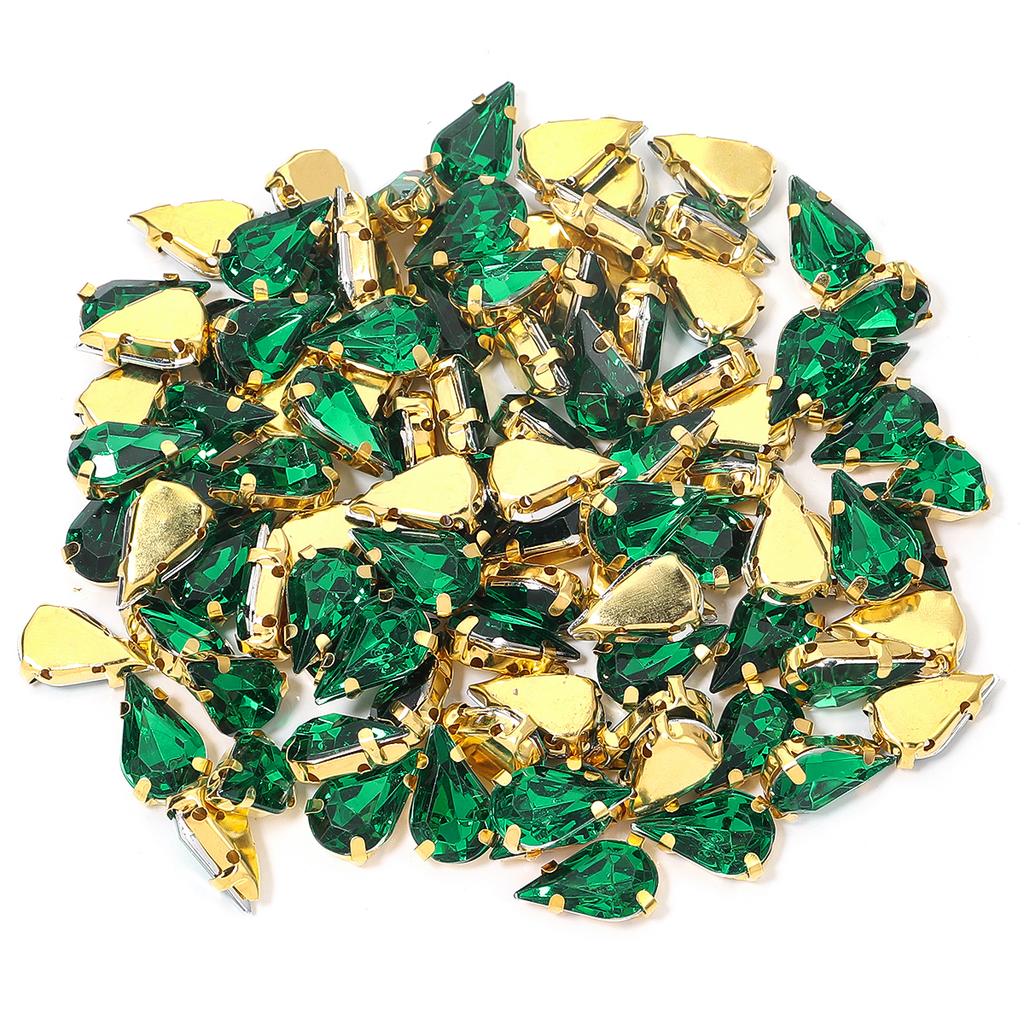 50pcs Water Drop Claw Rhinestones Stainless Steel Gold Bottom Acrylic Pointed Claw Drill For DIY Clothing Headwear Jewelry Decor