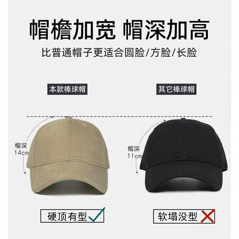 hemming and grinding large head circumference hat shows a small face, hard top baseball cap shows a thin visor, large brim, and large size peaked cap.