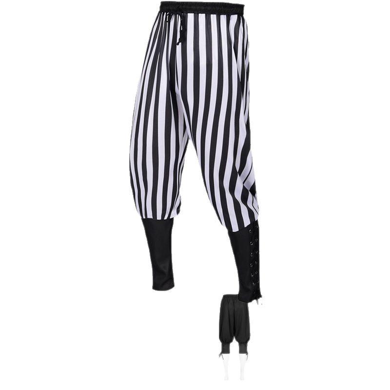 2025 Men's Medieval Striped Pirate Leggings Cosplay Costume Pants