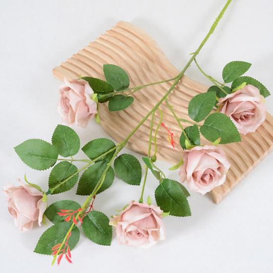 Artificial Rose Flowers for Flower Arrangement Faux Silk Rose Bouquet with 5 Heads Blooms for Parties Wedding Home Table Centerpiece