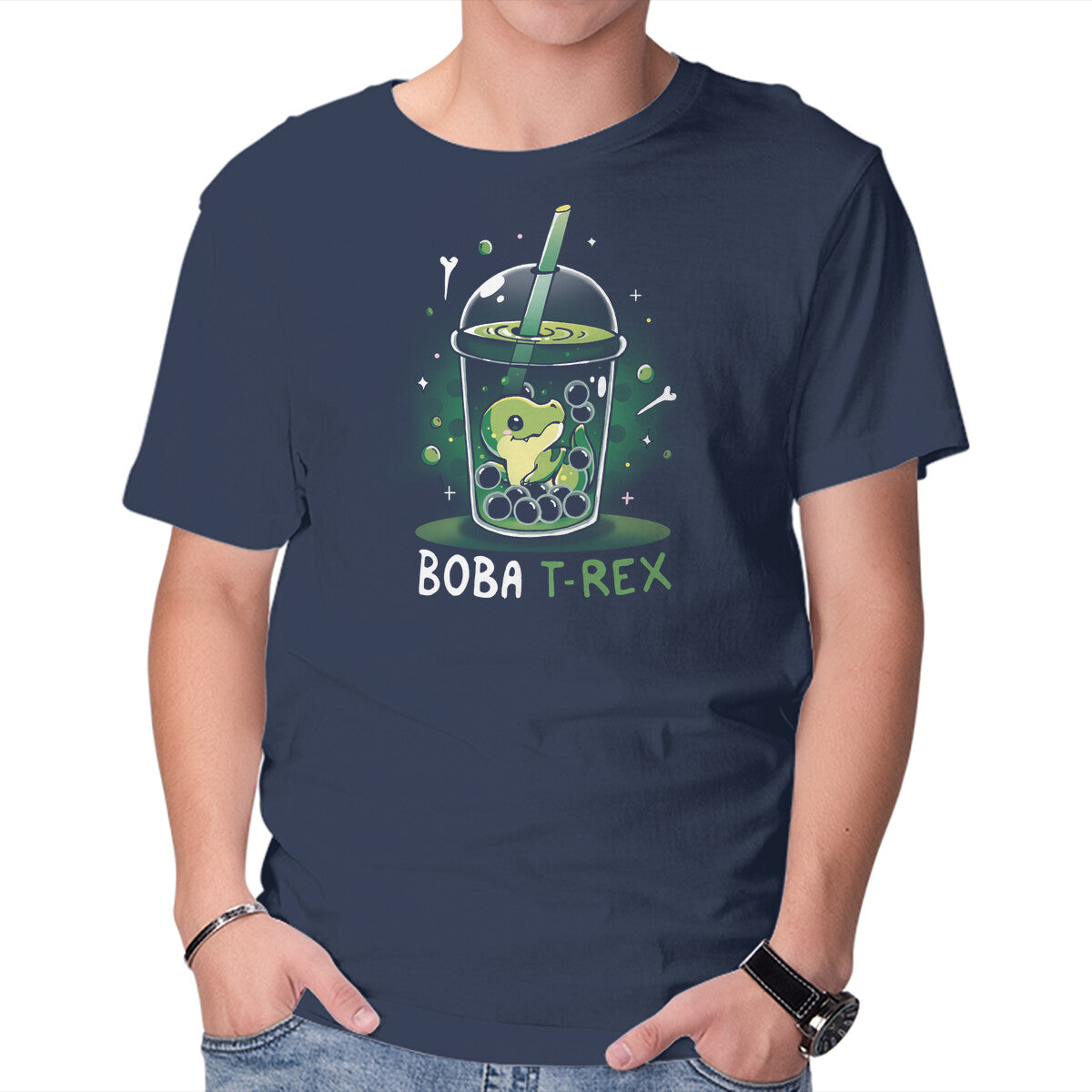 Unisex Crew Neck T-Shirt Boba T-Rex Graphic Short Sleeve Casual Tee XL