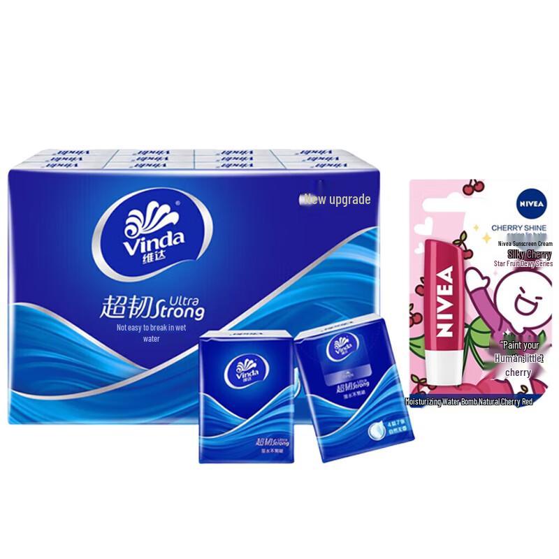 Vinda Paper Handkerchiefs 24-Pack & Nivea Cherry Lip Balm