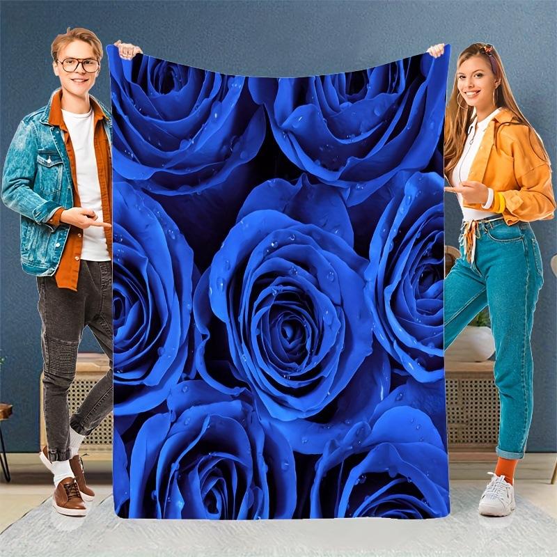 Blue Rose Flannel Digital Printing Flower Blanket Blanket Sofa Blanket Air Conditioning Blanket Universal In All Seasons