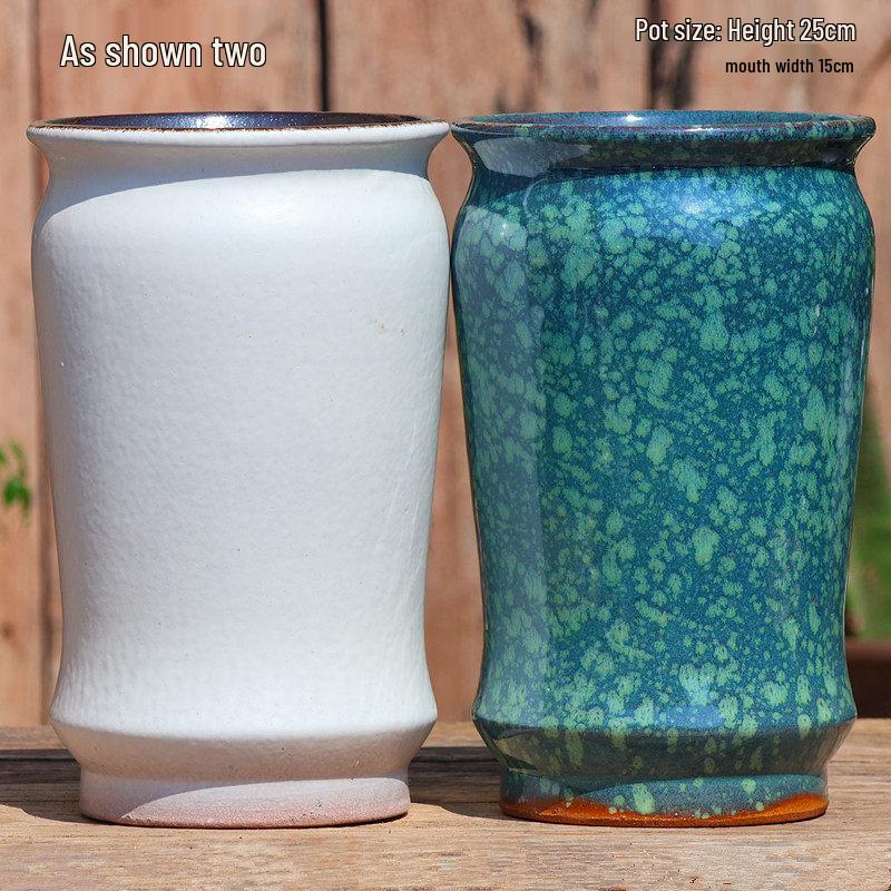 Large Handmade Coarse Pottery Ceramic Flower Pot for Outdoor Courtyard and Home, Ideal for Bougainvillea and Large Succulents