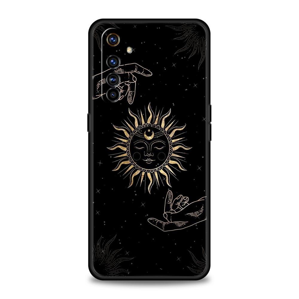 Funny Sun Moon Angel Eyes Phone Case For Realme 10 9 8 5G 7 6 GT2 Pro Plus 9i 8i C21 C11 C25 C35 GT Neo 2 3 3T Soft Black Cover